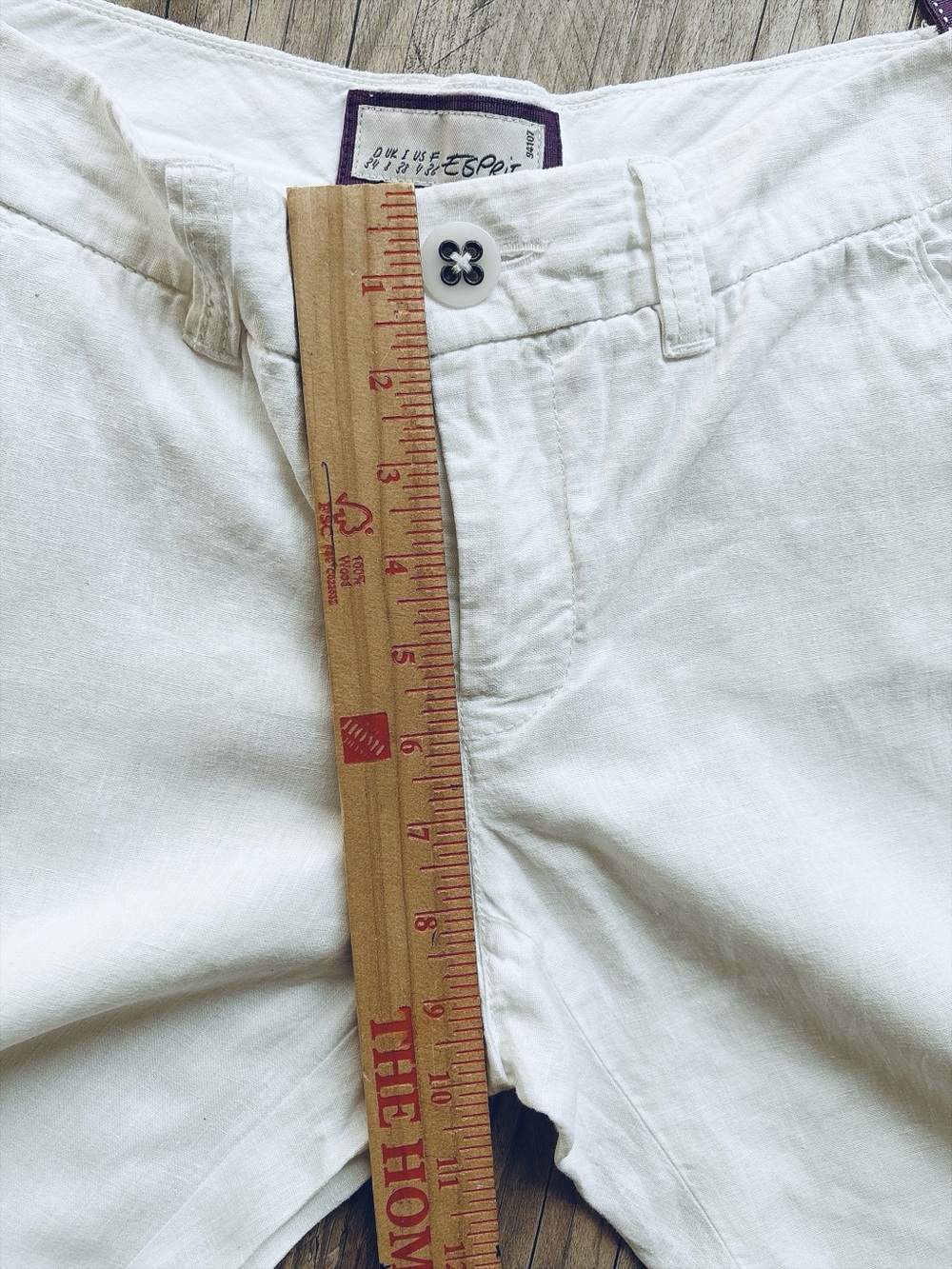 Esprit Women’s White Linen Pants Straight Leg Coastal Summer Nautical Vacation - Picture 11 of 13